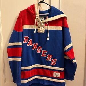 Wayne Gretzky Rangers Red and Blue Hoodie